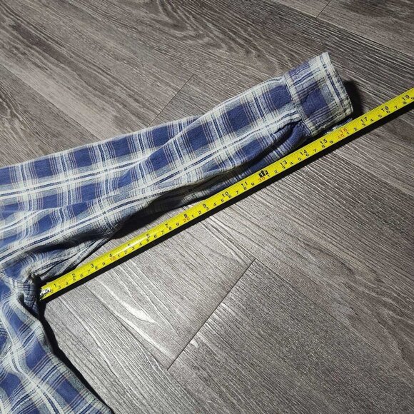 Vintage 70s western soft blue purple and white cotton plaid button-up shirt - Picture 11 of 15